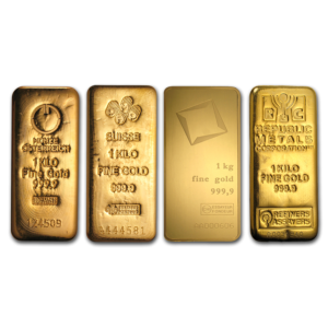 1 kilo .999 Fine Gold Bar (our Mint choice) with Assay Card