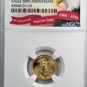 2016 American Gold Eagle 1/10 ($5) NGC MS70 30th Anniversary