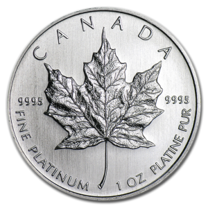 1 oz Platinum Maple Leaf Coins of BU: Canadian .9995 Platinum (Our Year Choice)