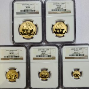 2009 5 pc Chinese Panda Gold Set NGC MS64 (1.9 oz gold)